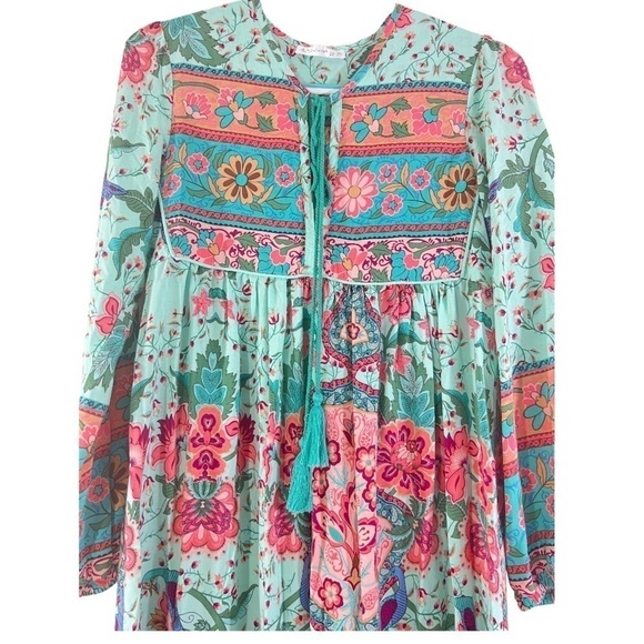 R. Vivimos Women's Boho Floral Retro V Neck Cottagecore Midi Dress - Picture 3 of 10